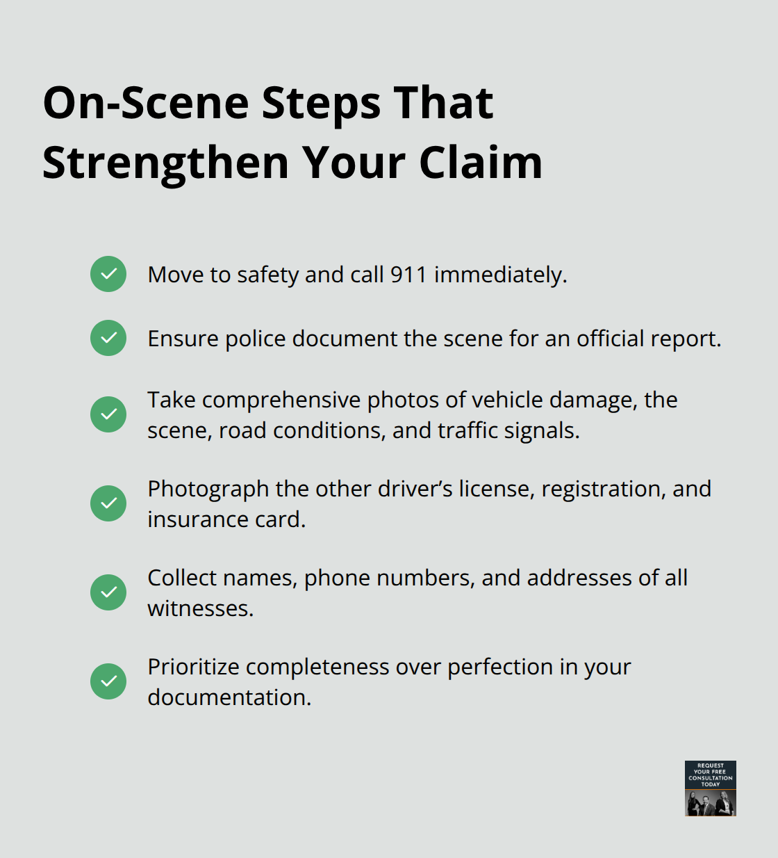 Checklist of immediate actions to document a Santa Cruz car crash effectively. - santa cruz car accident