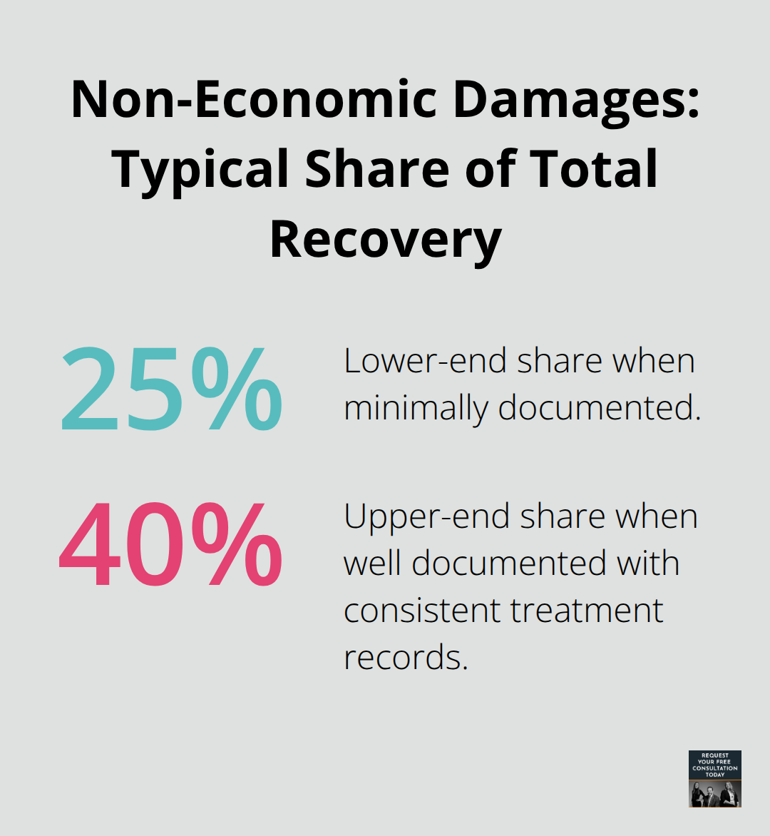 Chart showing non-economic damages often account for 25% to 40% of a car accident recovery