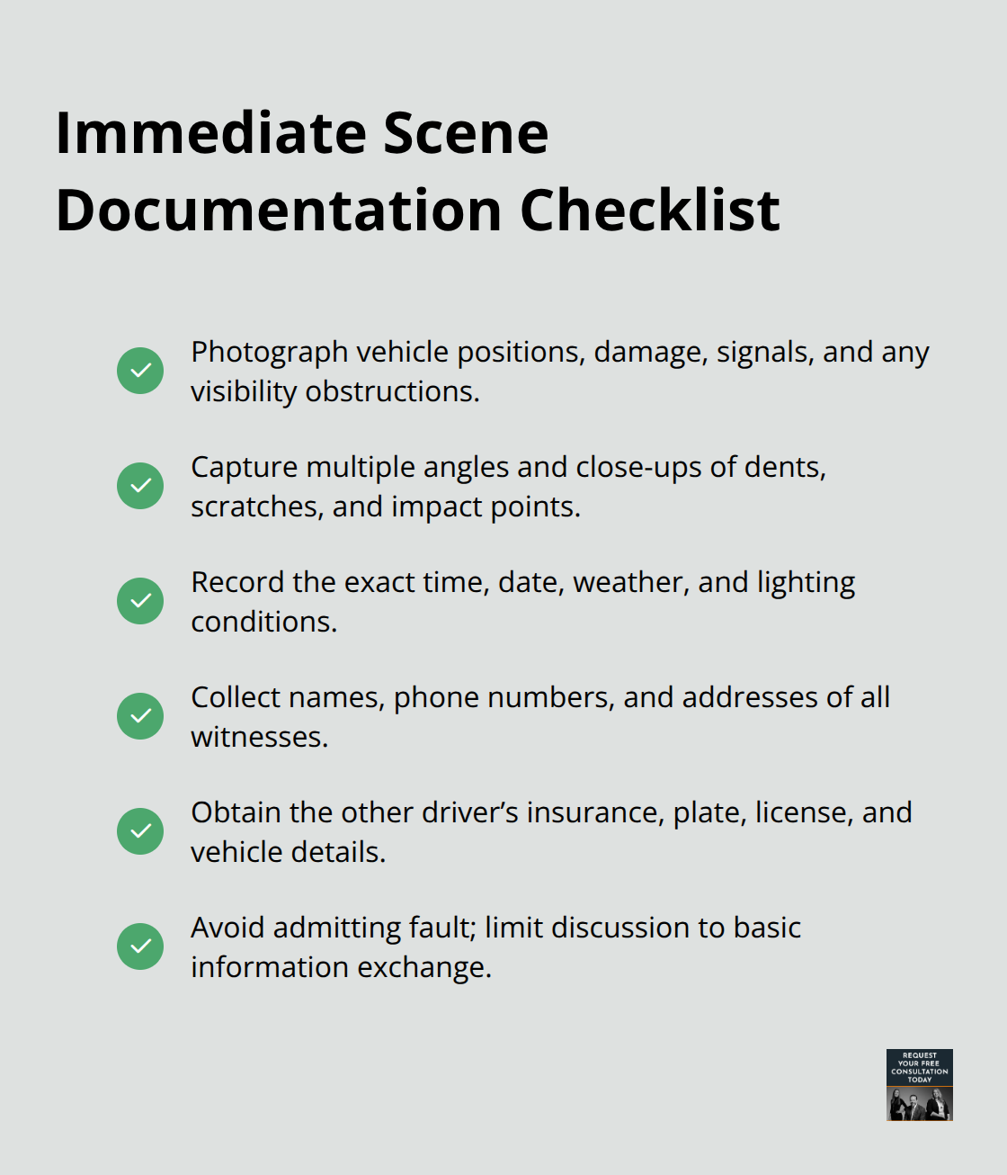 Checklist of steps to document a school zone collision scene - santa cruz daycare collision