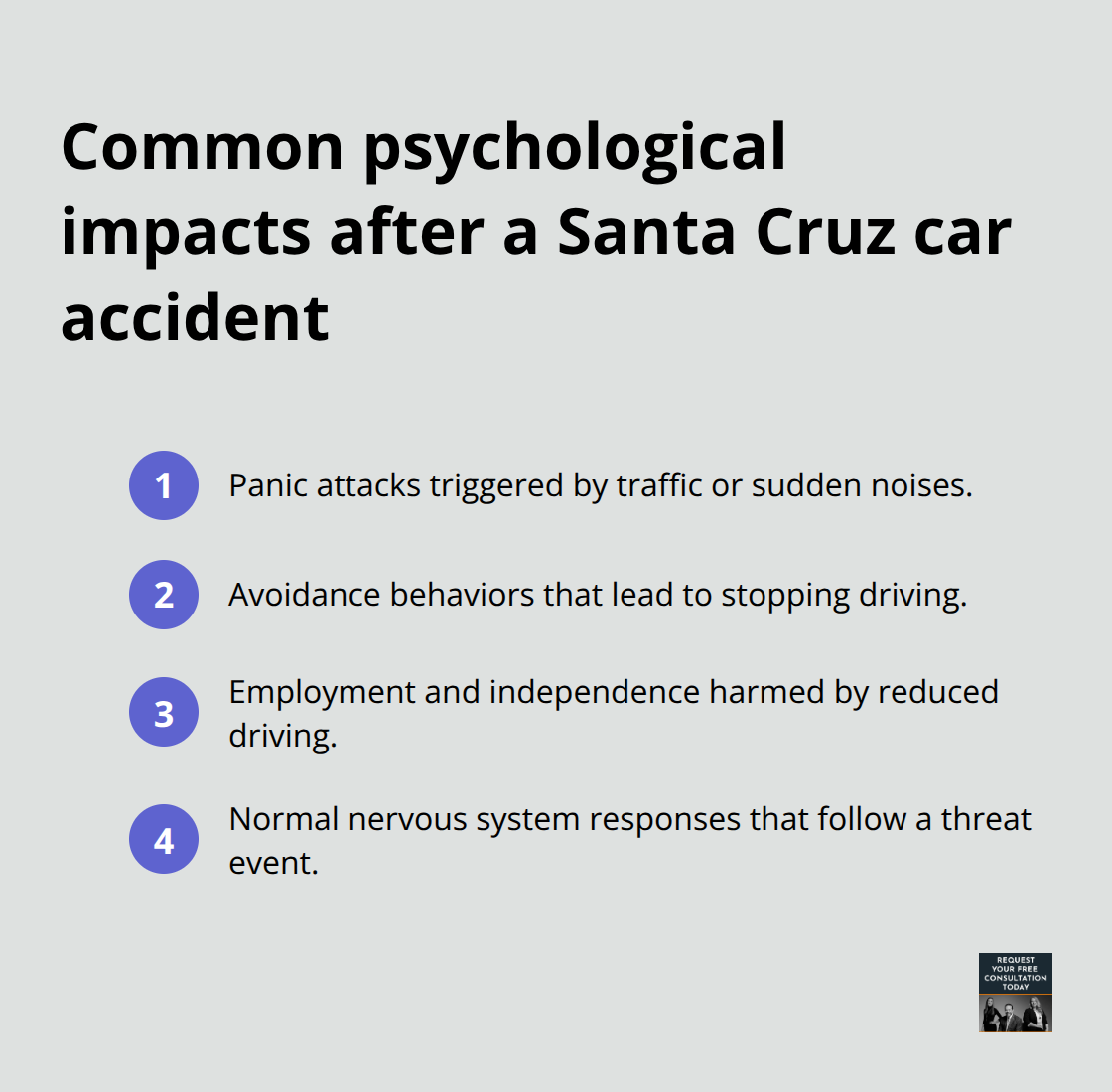 Key post-accident psychological impacts that affect daily life and legal claims - Santa Cruz emotional trauma