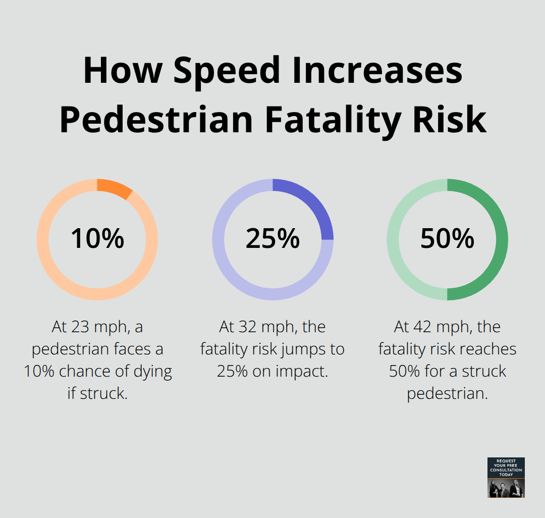Chart showing rising pedestrian death risk as vehicle speed increases - santa cruz pedestrian accident