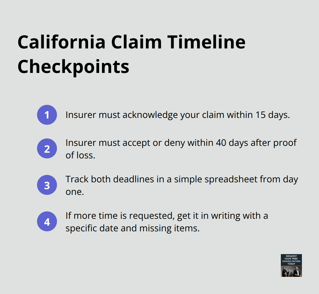 Key deadlines that create accountability in California insurance claims - Santa Cruz property valuation
