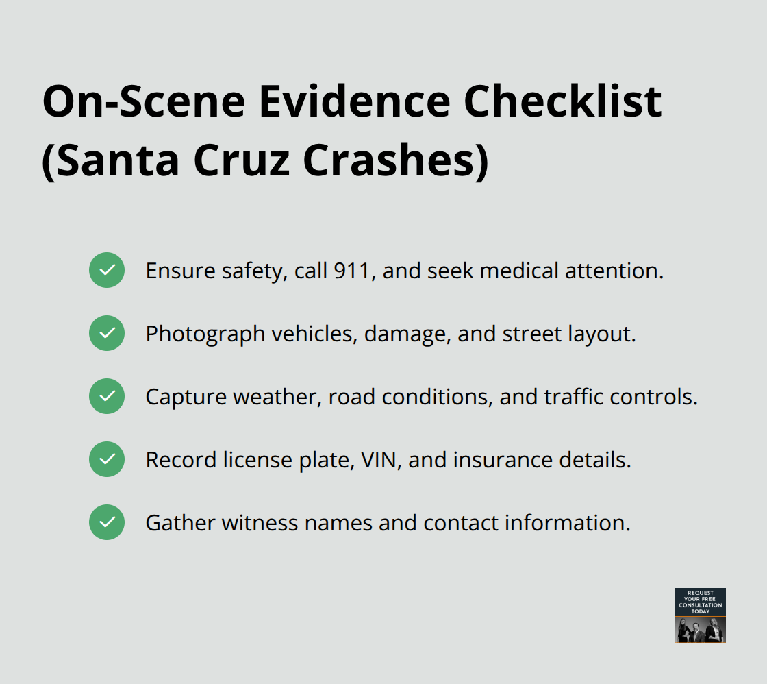 Checklist of must-capture evidence at a Santa Cruz crash scene - Santa Cruz traffic crash