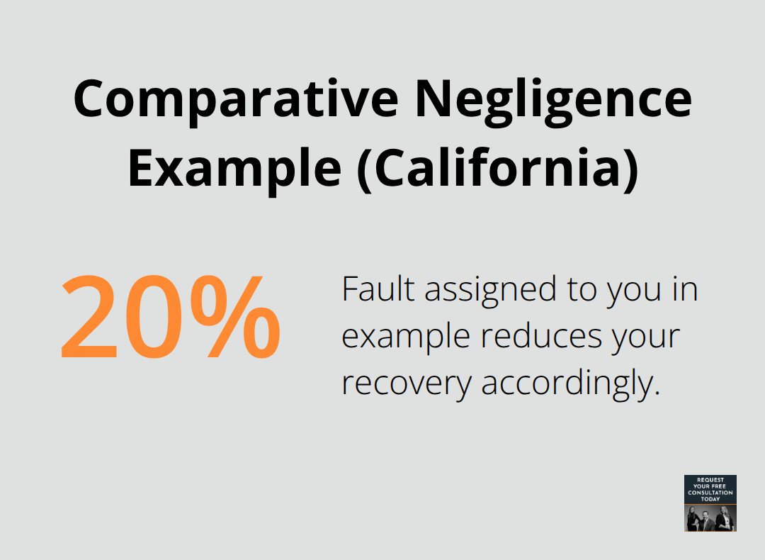 Example showing how being 20% at fault reduces recovery - Santa Cruz traffic crash