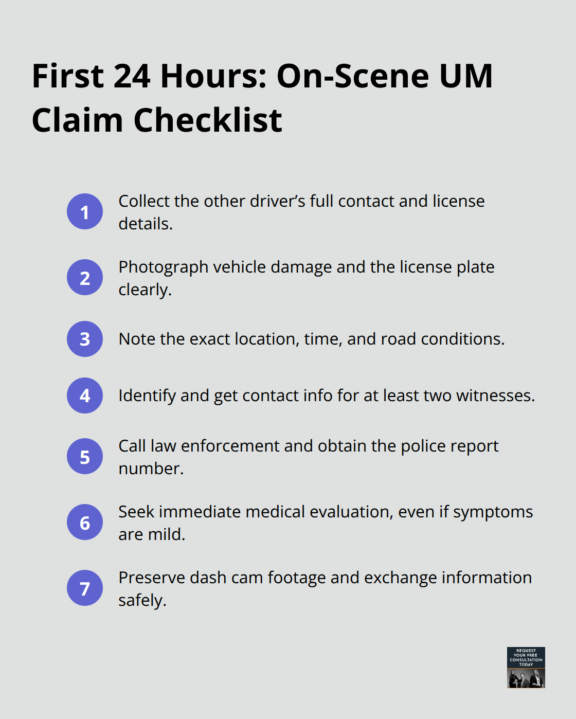 Checklist of immediate steps to take after an uninsured driver hits you. - santa cruz uninsured motorist claims