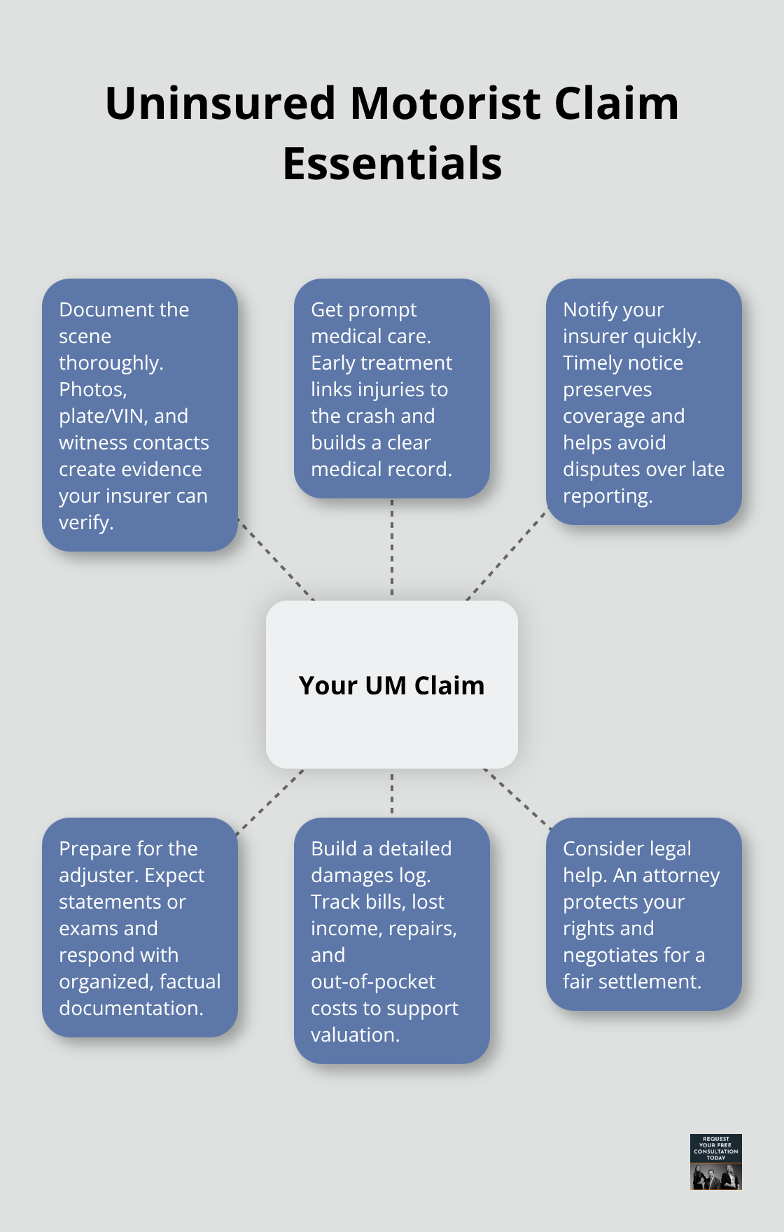 Six essentials to strengthen a Santa Cruz uninsured motorist claim