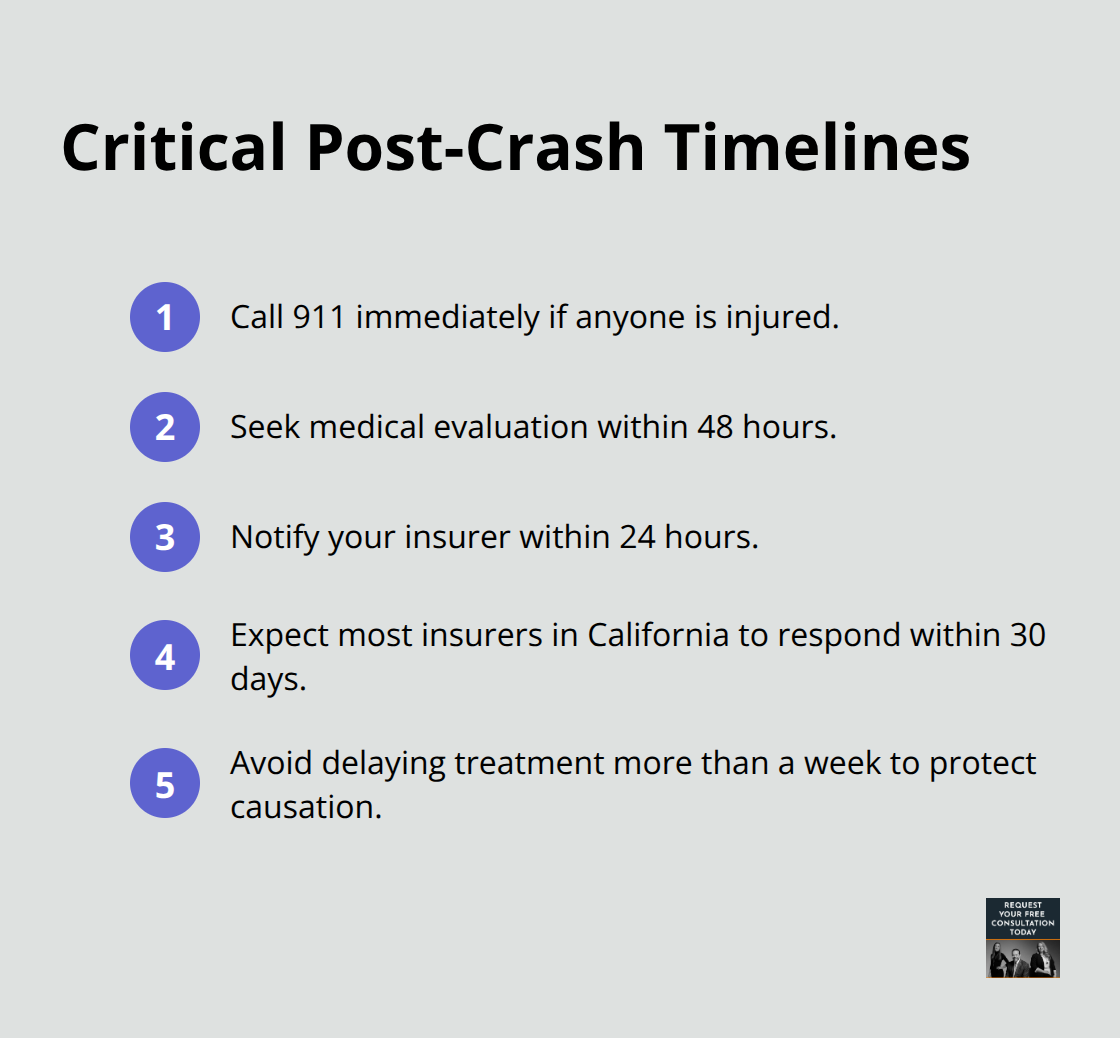 Key time windows after a Santa Cruz vehicle crash