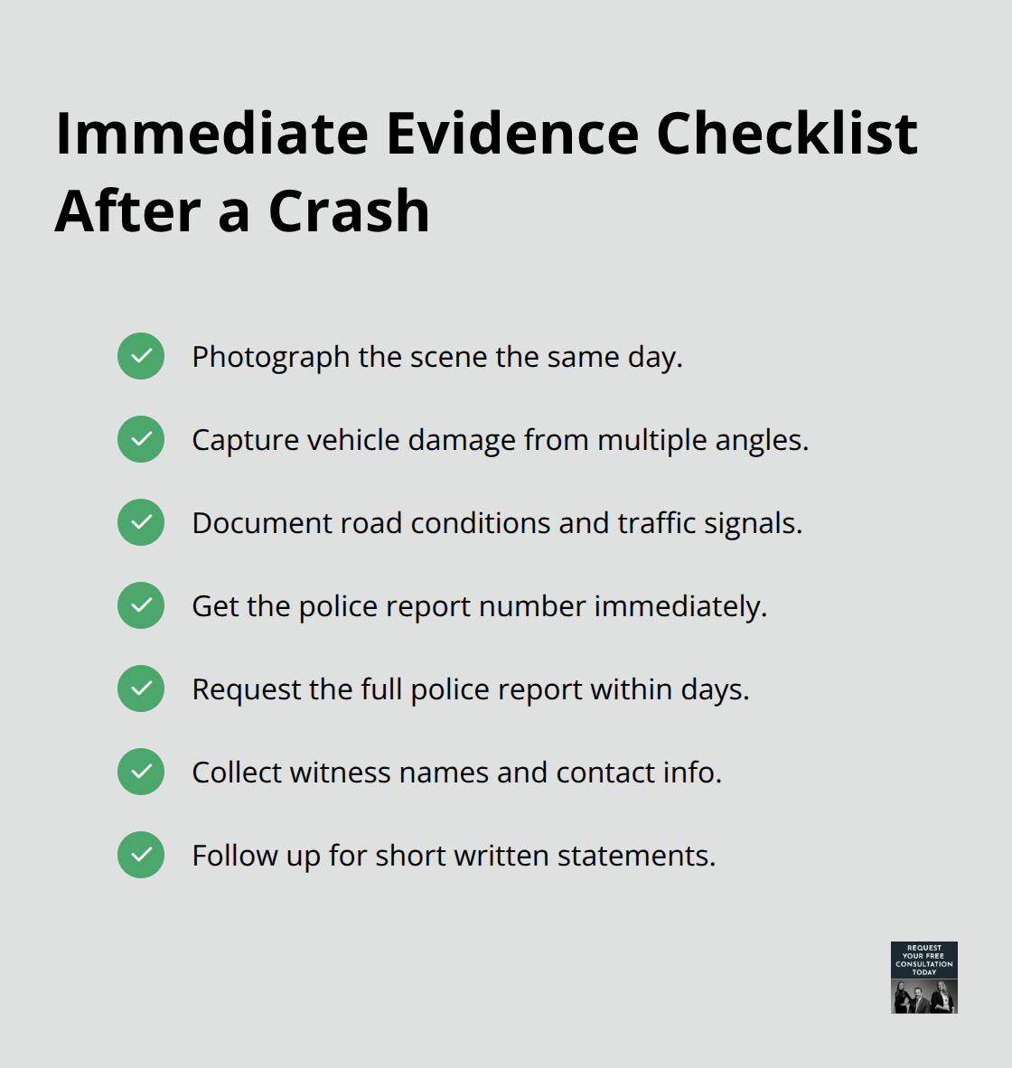 Key steps to capture evidence right after an auto accident. - settlement negotiation tactics