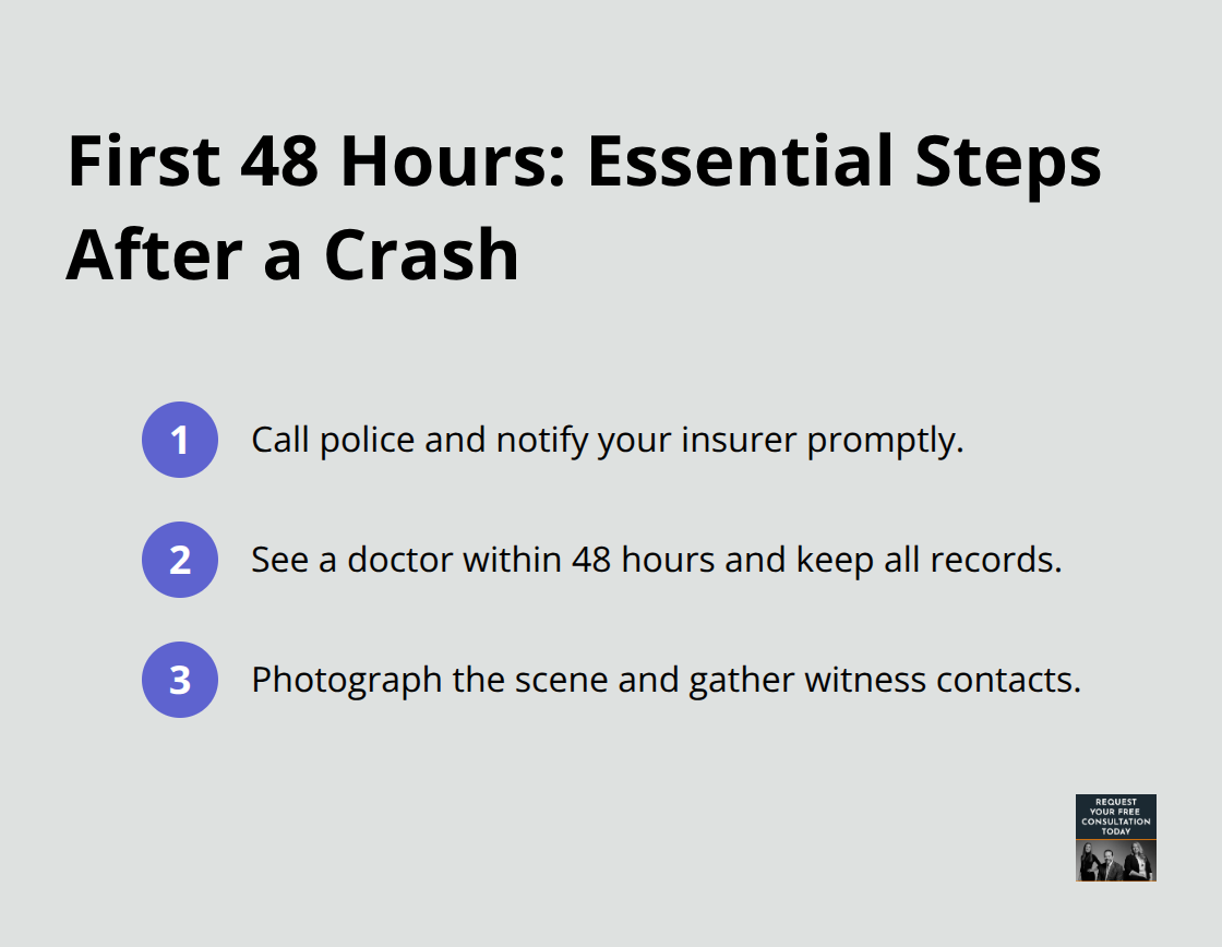 Three essential steps to take immediately after a car accident in the U.S. - Settlement timeline auto crash