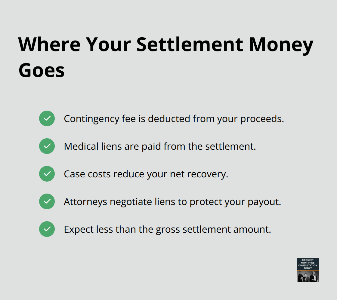 Checklist of common deductions from a car accident settlement in California. - Settlement timeline auto crash