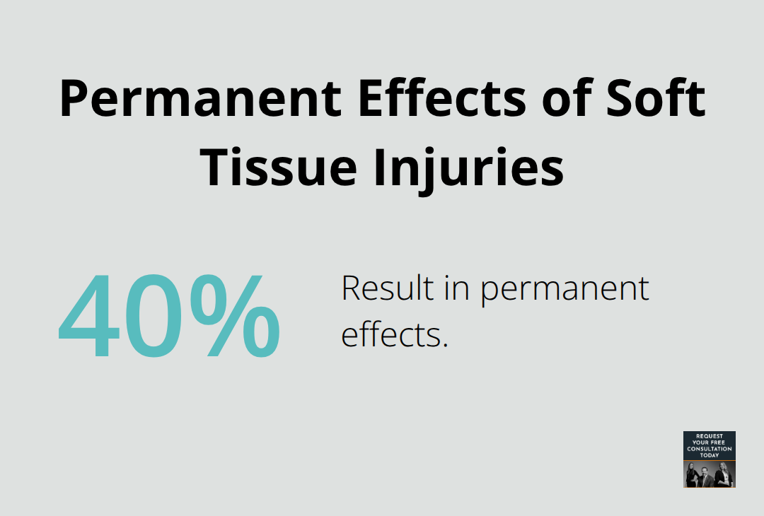 Chart showing that 40% of soft tissue injuries lead to permanent effects - Soft tissue settlement