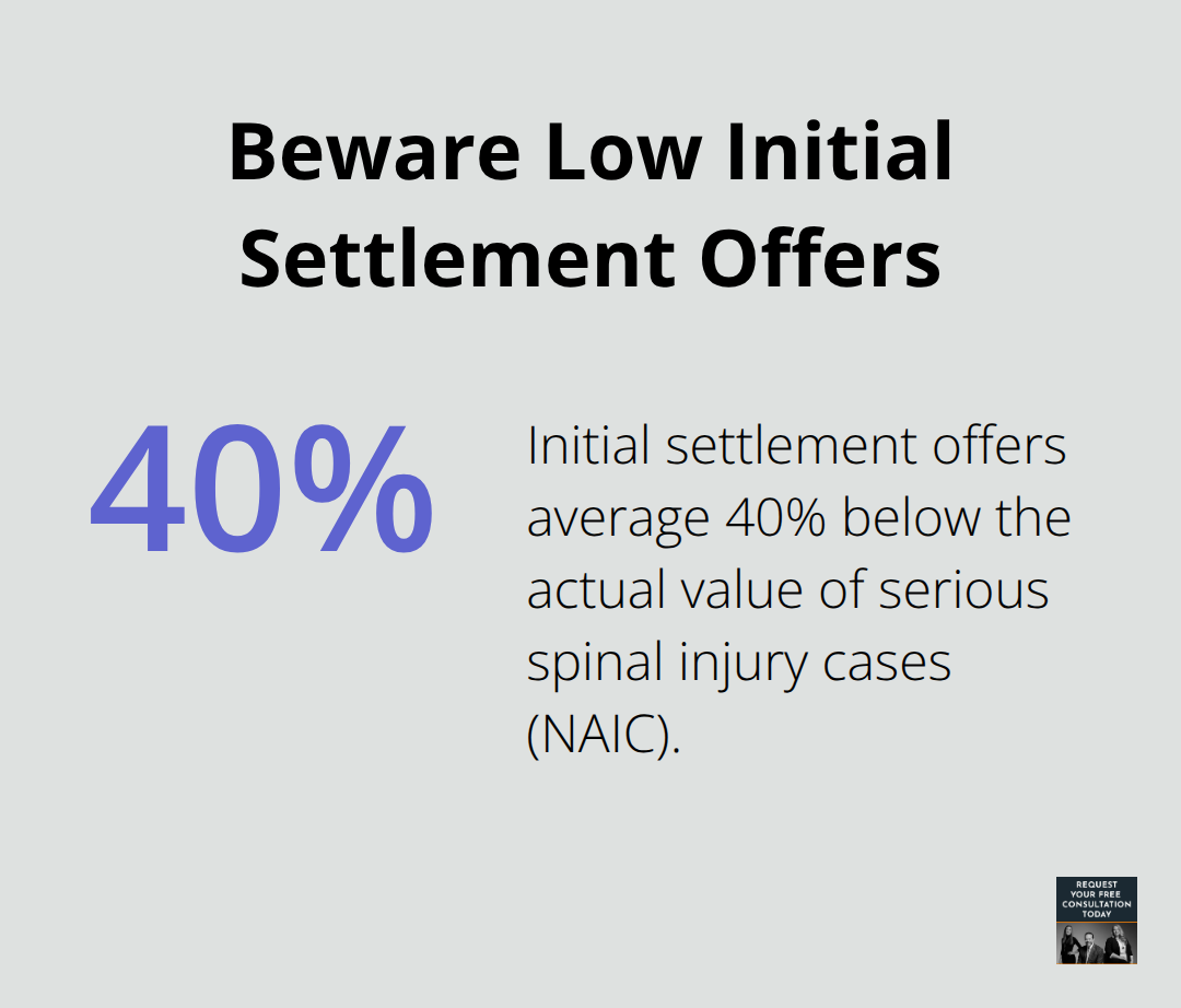 Initial settlement offers average 40% below case value - Spinal injury Santa Cruz