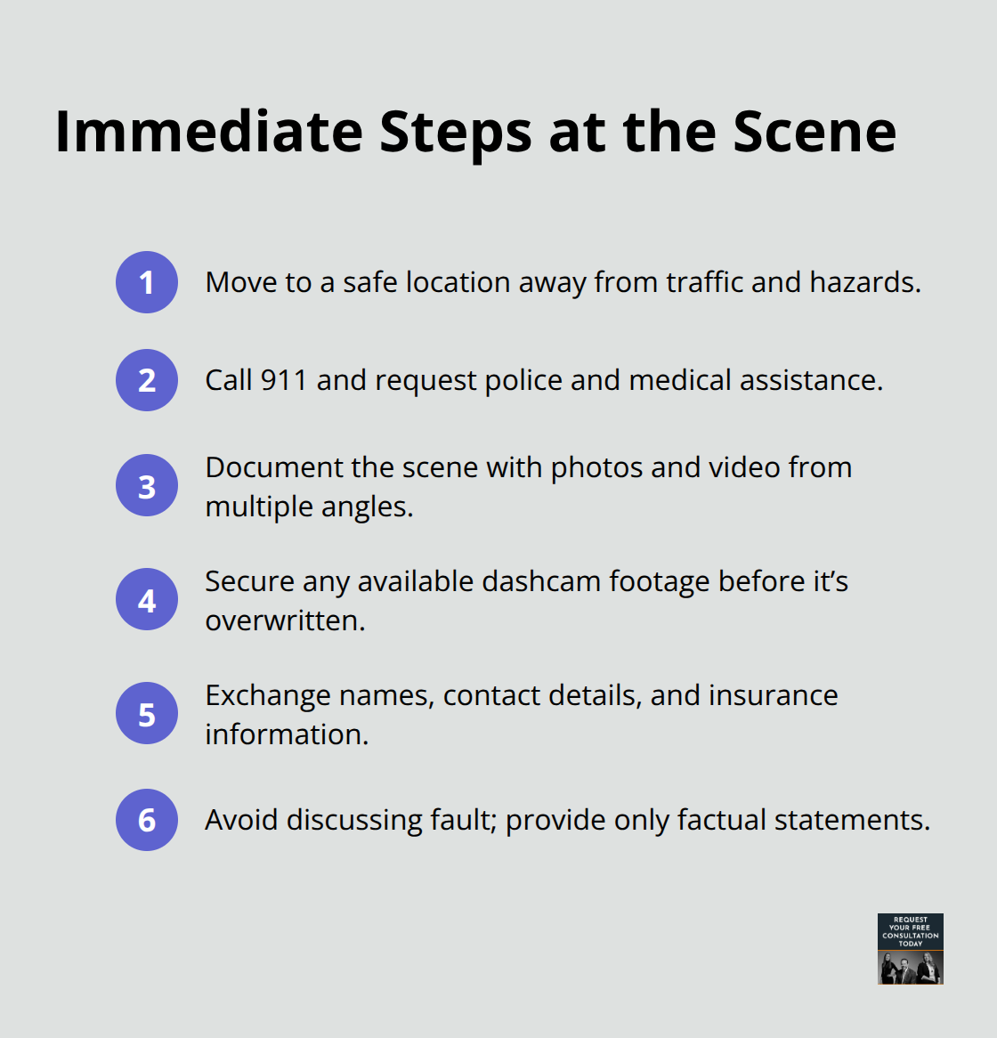 Compact list of immediate actions to take after a truck accident in the U.S. - Truck accident claim process