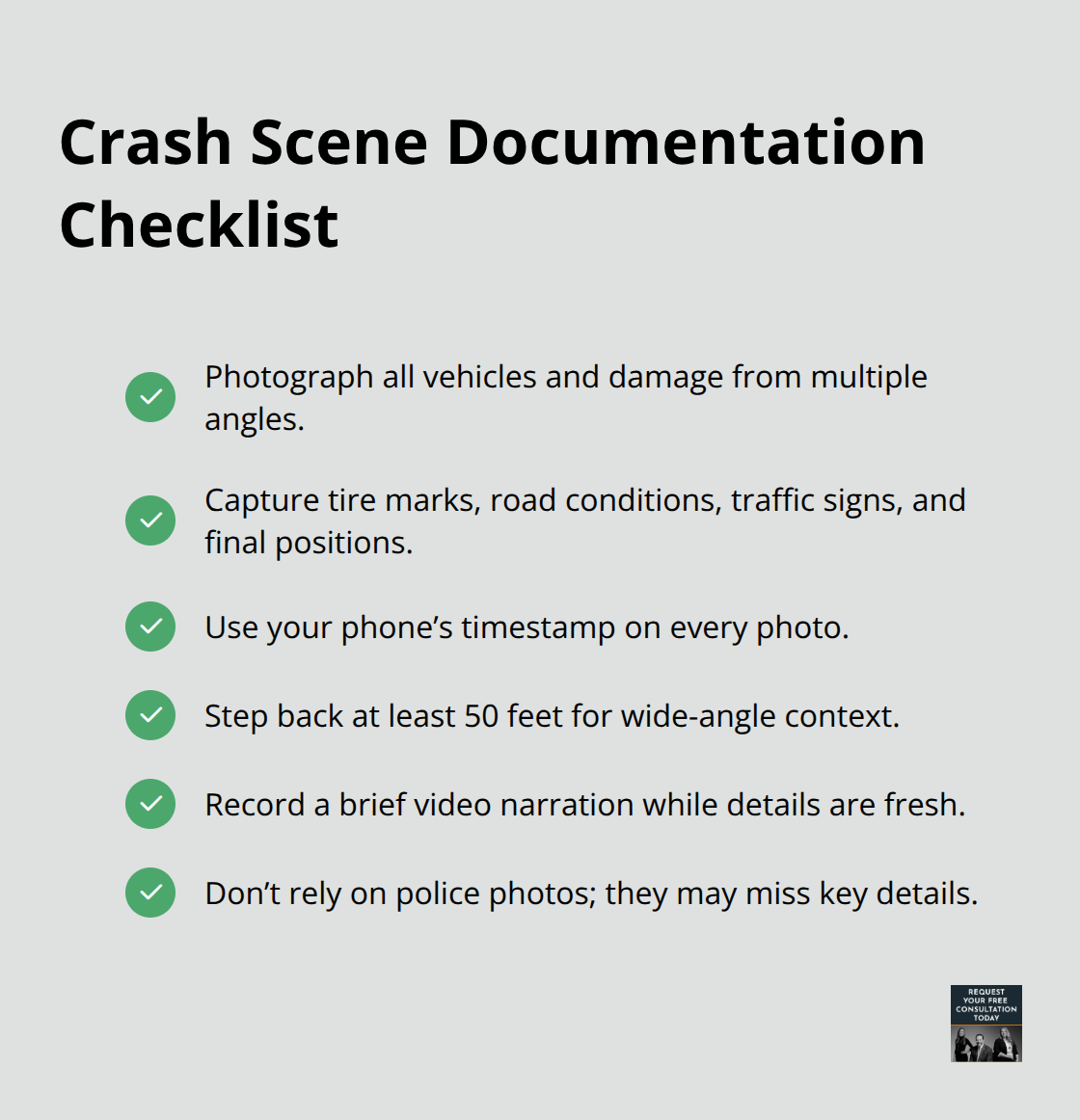 Checklist of immediate documentation steps to strengthen a U.S. truck accident claim. - Truck crash claim process