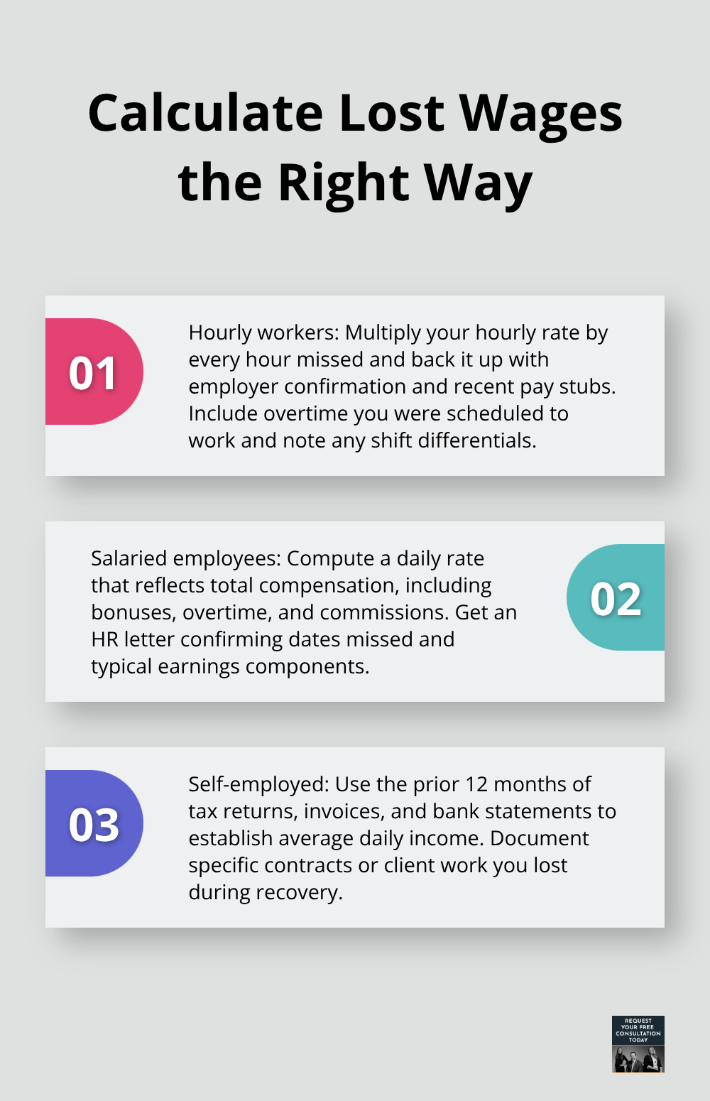 Three-step guide for calculating lost wages after a truck crash: hourly, salaried, and self-employed - Truck crash damages Santa Cruz