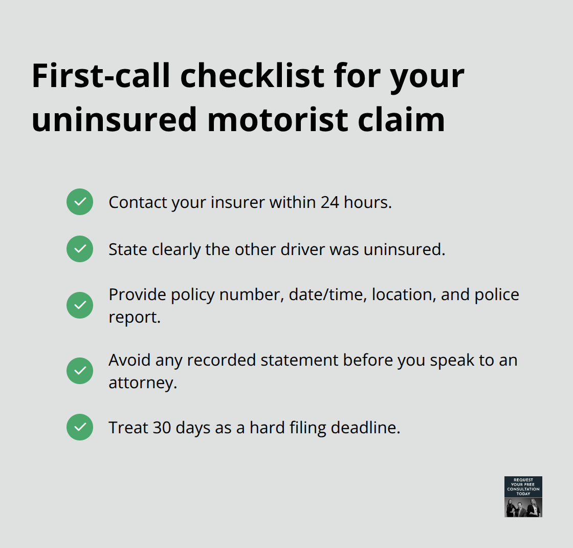Checklist of immediate steps to take when notifying your insurer