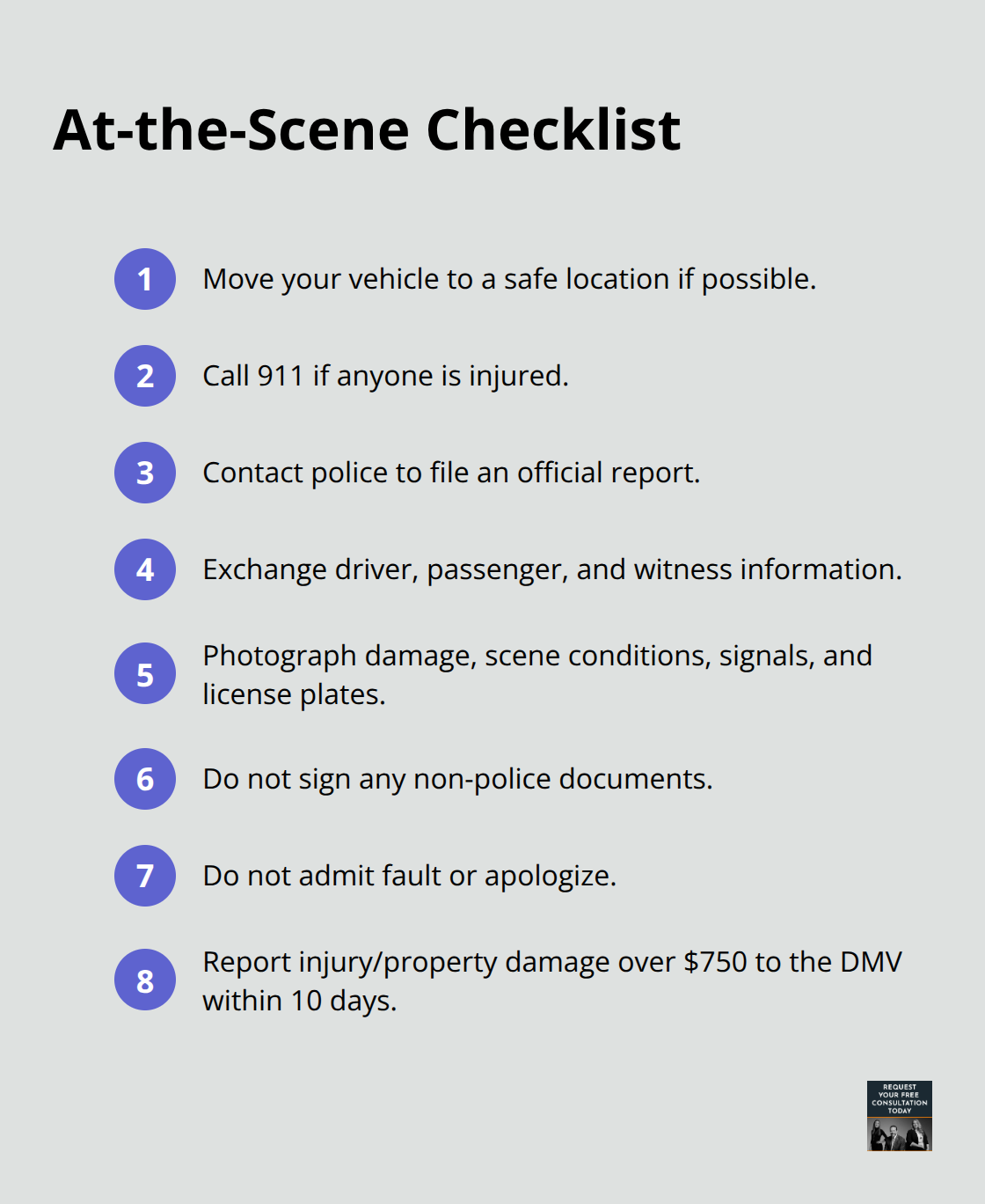 Key steps to take immediately after a vehicle accident in California - Vehicle accident claims
