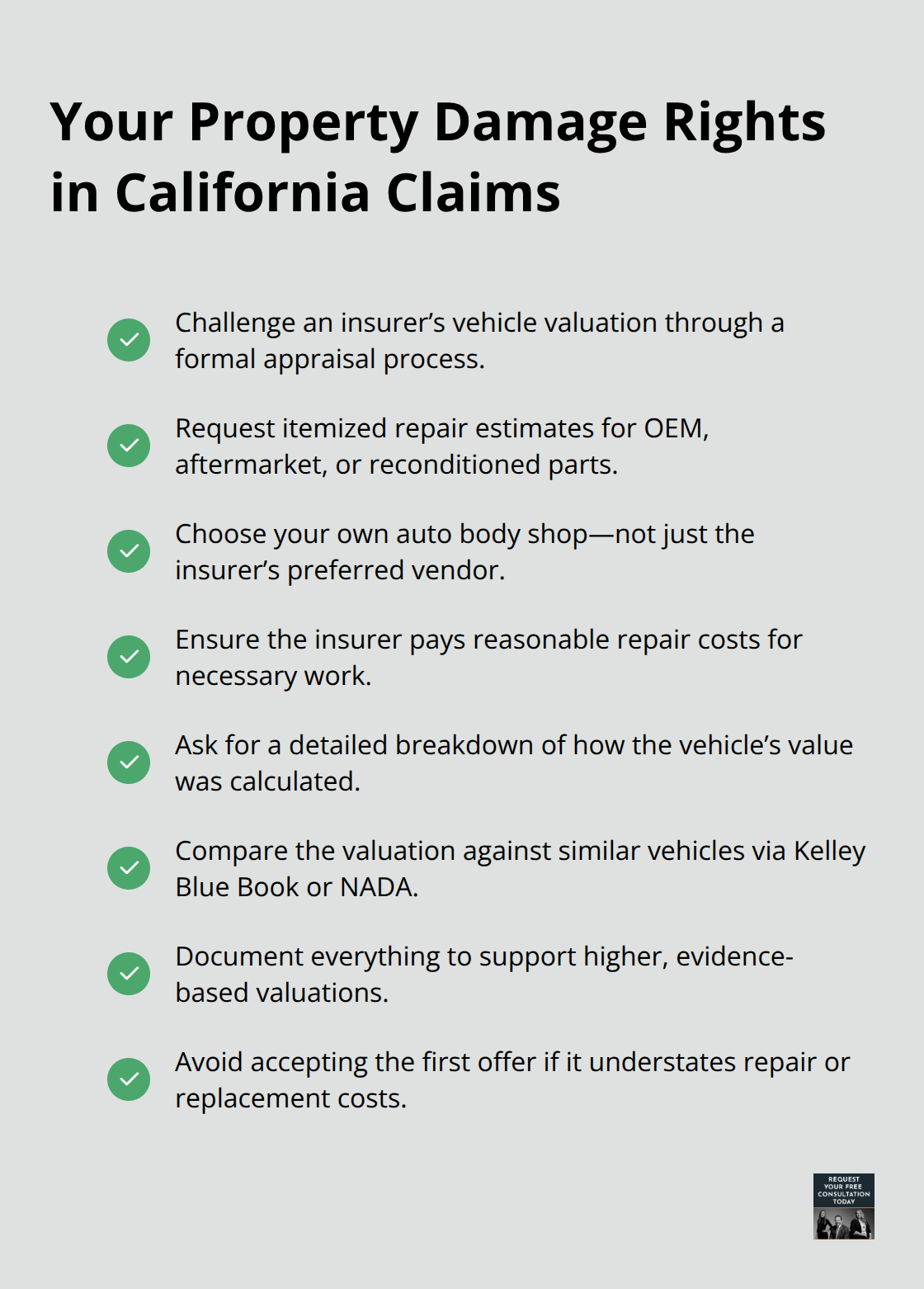 Checklist of key property damage rights and steps after a crash - Vehicle accident injury resources