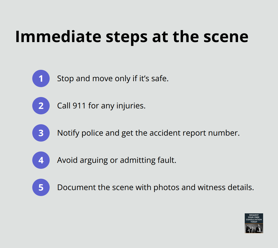 Quick actions to protect legal and medical rights at a crash scene