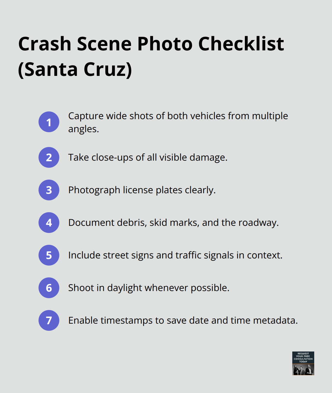 Essential photos to capture at a Santa Cruz crash scene for a stronger insurance claim.
