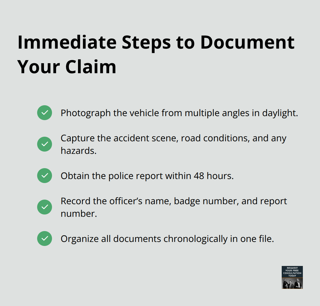 Checklist of quick documentation actions within 48 hours after a Santa Cruz crash