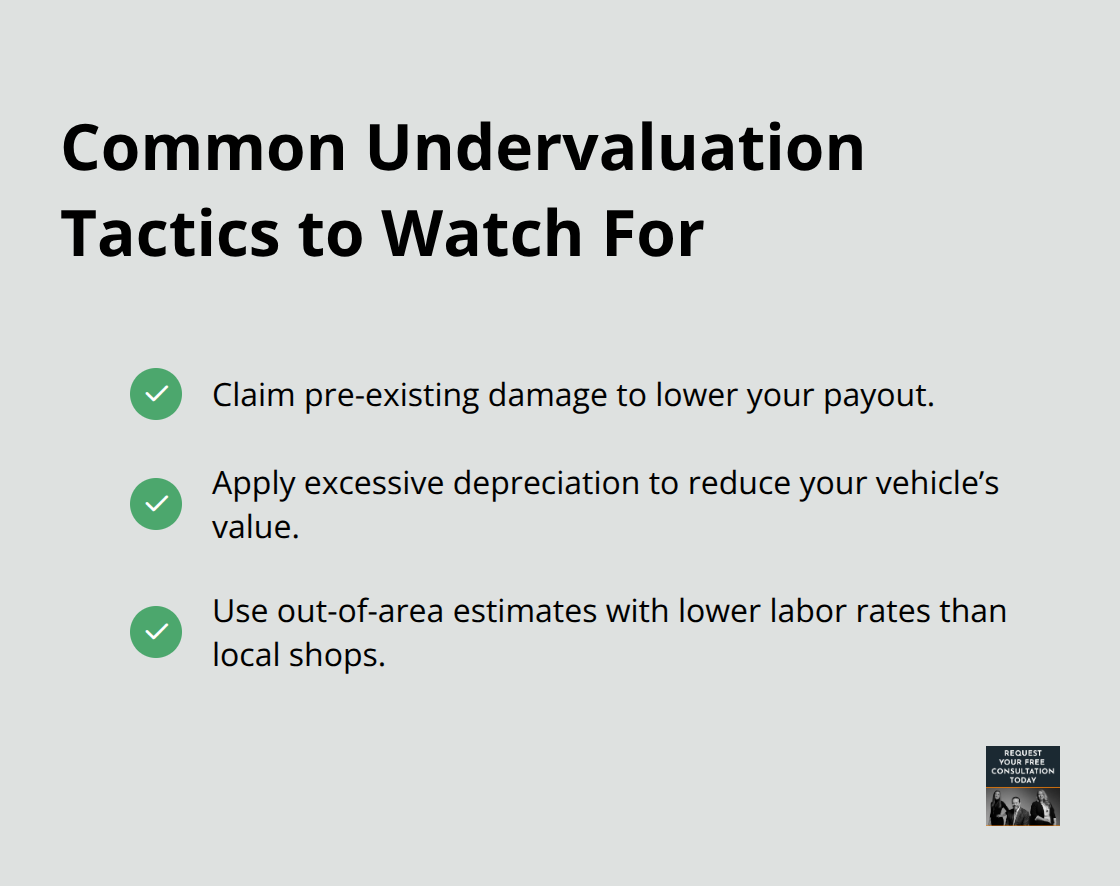 Checklist of insurer tactics that undervalue Santa Cruz vehicle repair claims
