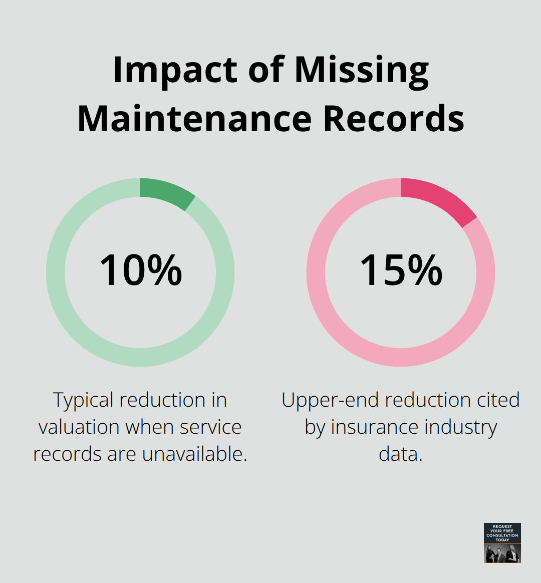 Percent reduction in valuation when maintenance records are missing.